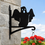 Ghost metal hanging basket bracket mounted on outdoor wall for plant decoration