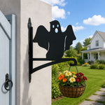 Ghost metal hanging basket bracket mounted on outdoor wall for plant decoration