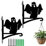Ghost metal hanging basket bracket mounted on outdoor wall for plant decoration