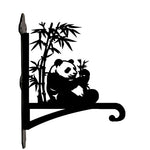 Giant panda eating bamboo metal hanging basket bracket mounted on outdoor wall for plant decoration