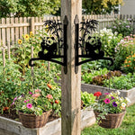 Giant panda eating bamboo metal hanging basket bracket mounted on outdoor wall for plant decoration