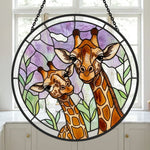 Giraffe and calf stained glass suncatcher window hanging, suitable for home and garden decoration