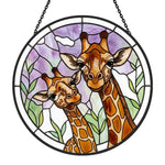 Giraffe and calf stained glass suncatcher window hanging, suitable for home and garden decoration