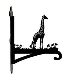 Giraffe metal hanging basket bracket mounted on outdoor wall for plant decoration