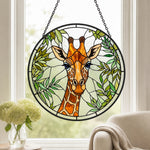 Giraffe portrait stained glass suncatcher window hanging, suitable for home and garden decoration