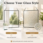 Diamond textured glass and clear plane glass comparison for window hanging