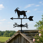 Goat metal weather vane with directional arrows and mounting rod, outdoor roof and garden decoration