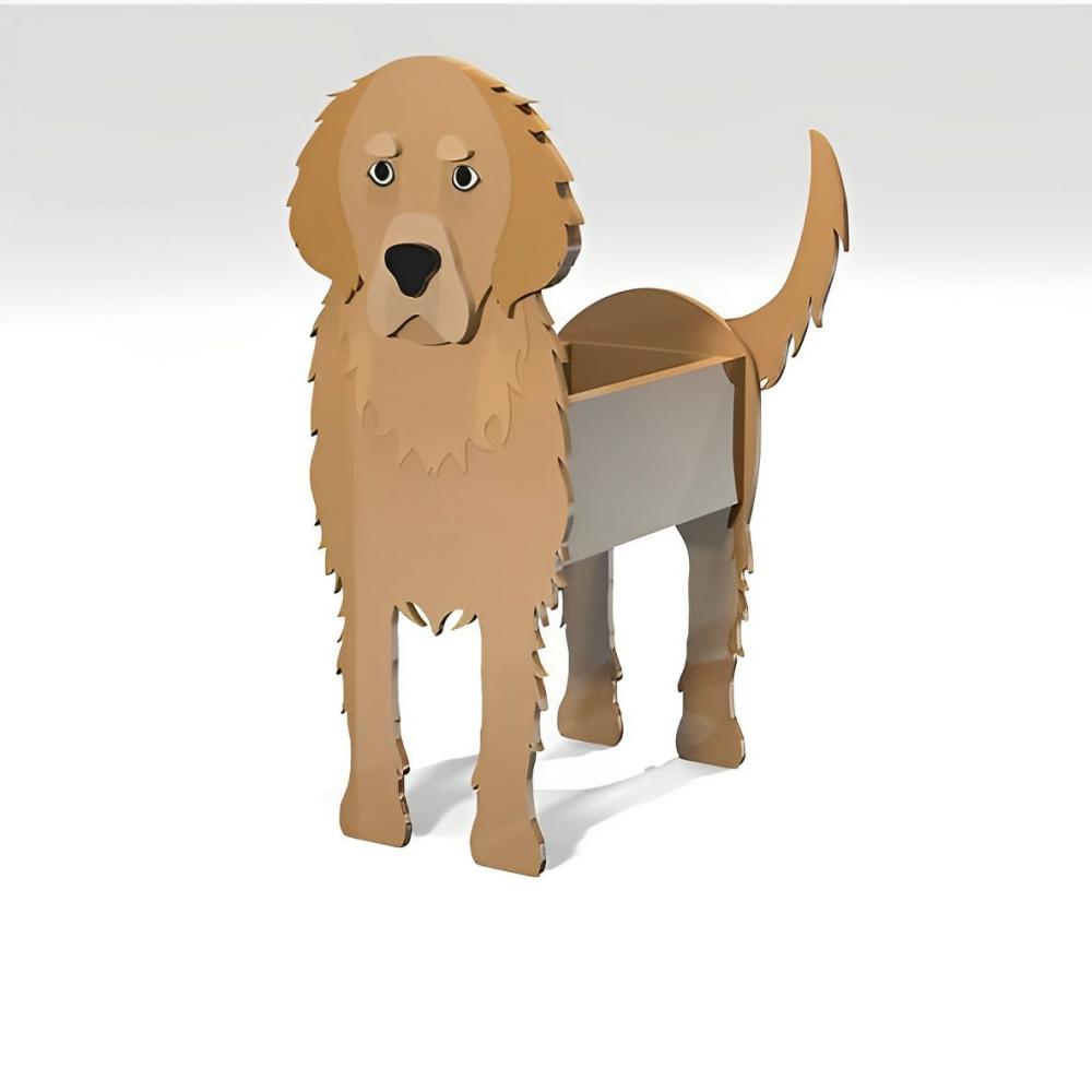 Full-body view of the Golden Retriever dog planter