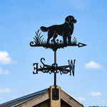 Golden Retriever metal weather vane with directional arrows and mounting rod, outdoor roof and garden decoration
