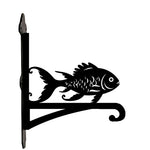 Goldfish metal hanging basket bracket mounted on outdoor wall for plant decoration