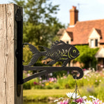 Goldfish metal hanging basket bracket mounted on outdoor wall for plant decoration