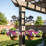 Goldfish metal hanging basket bracket mounted on outdoor wall for plant decoration