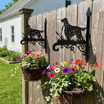 Gordon setter metal hanging basket bracket mounted on outdoor wall for plant decoration
