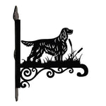 Gordon setter metal hanging basket bracket mounted on outdoor wall for plant decoration