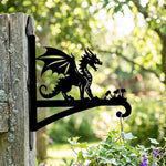 Dragon metal hanging basket bracket mounted on outdoor wall for plant decoration