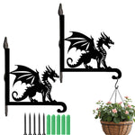 Dragon metal hanging basket bracket mounted on outdoor wall for plant decoration