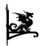 Gothic dragon metal hanging basket bracket mounted on outdoor wall for plant decoration