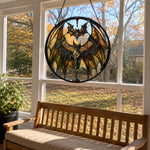 Gothic mystical amber bats stained glass suncatcher window hanging, suitable for home and garden decoration