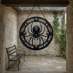 Gothic spider with skulls stained glass suncatcher window hanging, suitable for home and garden decoration