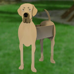 Great Dane dog planter filled with fresh flowers is placed in the garden.