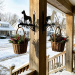 Great dane metal hanging basket bracket mounted on outdoor wall for plant decoration