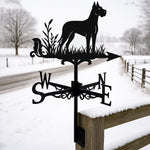Great Dane metal weather vane with directional arrows and mounting rod, outdoor roof and garden decoration