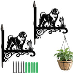 Great pyrenees metal hanging basket bracket mounted on outdoor wall for plant decoration