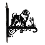Great pyrenees metal hanging basket bracket mounted on outdoor wall for plant decoration