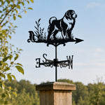 Great Pyrenees metal weather vane with directional arrows and mounting rod, outdoor roof and garden decoration
