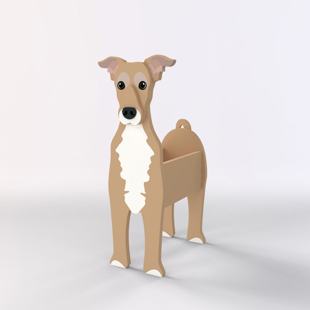 Full-body view of the Greyhound dog planter