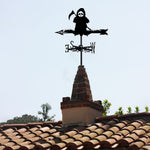 Grim reaper metal weather vane with directional arrows and mounting rod, outdoor roof and garden decoration