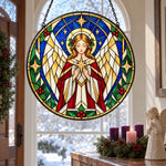 Guardian angel stained glass suncatcher window hanging, suitable for home and garden decoration