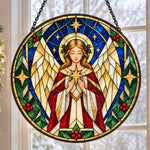 Guardian angel stained glass suncatcher window hanging, suitable for home and garden decoration