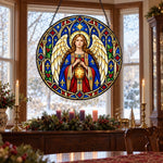 Guardian angel stained glass suncatcher window hanging, suitable for home and garden decoration