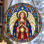 Guardian angel stained glass suncatcher window hanging, suitable for home and garden decoration