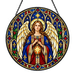 Guardian angel stained glass suncatcher window hanging, suitable for home and garden decoration
