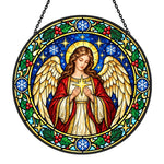 Guardian angel stained glass suncatcher window hanging, suitable for home and garden decoration