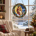 Guardian angel stained glass suncatcher window hanging, suitable for home and garden decoration