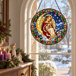 Guardian angel stained glass suncatcher window hanging, suitable for home and garden decoration