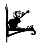Guitar with music notes metal hanging basket bracket mounted on outdoor wall for plant decoration