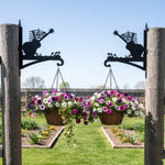 Guitar with music notes metal hanging basket bracket mounted on outdoor wall for plant decoration