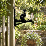 Hairless sphynx cat metal hanging basket bracket mounted on outdoor wall for plant decoration