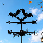 Halloween bats metal weather vane with directional arrows and mounting rod, outdoor roof and garden decoration