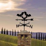 Halloween bats metal weather vane with directional arrows and mounting rod, outdoor roof and garden decoration