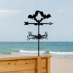 Halloween bats metal weather vane with directional arrows and mounting rod, outdoor roof and garden decoration