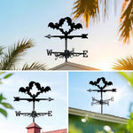 Halloween bats metal weather vane with directional arrows and mounting rod, outdoor roof and garden decoration