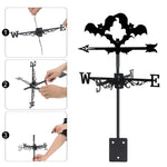Halloween bats metal weather vane with directional arrows and mounting rod, outdoor roof and garden decoration
