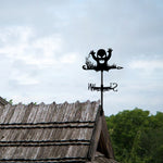 Halloween ghost metal weather vane with directional arrows and mounting rod, outdoor roof and garden decoration