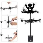 Halloween ghost metal weather vane with directional arrows and mounting rod, outdoor roof and garden decoration