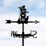 Halloween pumpkins metal weather vane with directional arrows and mounting rod, outdoor roof and garden decoration